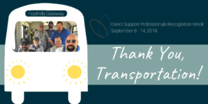 Photo of Transportation Team inside bus graphic - text says "Thank You, Transportation!"